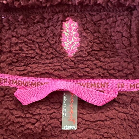 FP Movement by Free People Mountain High Half Zip Fleece Maroon Pink Large NWT - Picture 6 of 9